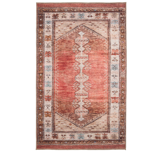 Terracotta and Beige Persian Style Izmir Area Rug